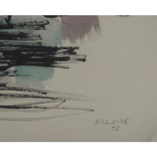 Jean BAZAINE (1904-2001) Landscape in fog Color stencil On thick paper 24 x 31 cm Signed and dated in the plate 1958...