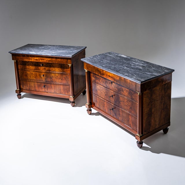 Traditional Chests of Drawers with Marble Tops, Italy, 1820, Set of 2 For Sale - Image 3 of 15
