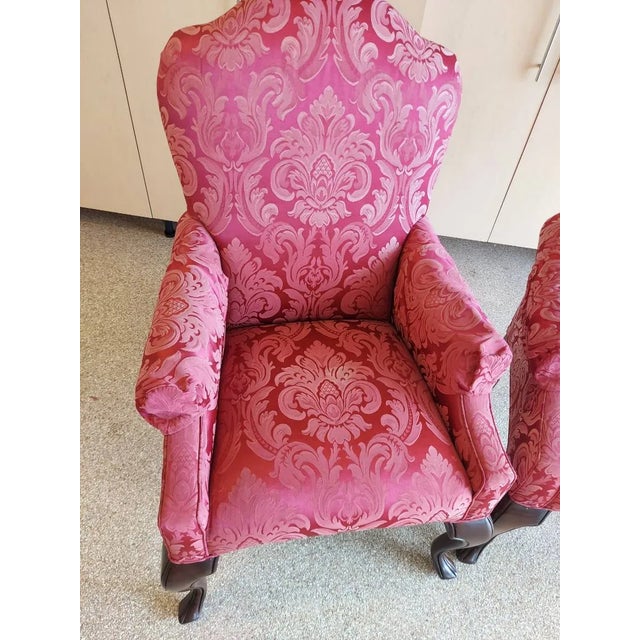 Queen Anne Queen Anne-Style Upholstered Chairs- Pair For Sale - Image 3 of 4