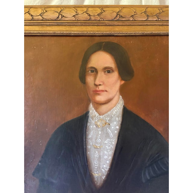 Late 19th Century French Oil on Canvas Portrait of a Woman For Sale - Image 4 of 12