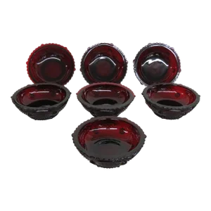 Avon Cape Cod Collection Ruby Red Small Desert Fruit Bowls Set of Seven 4330b