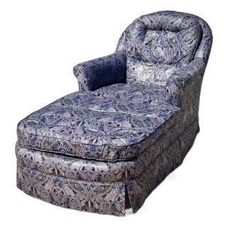 Vintage Down-Filled Custom Upholstered Chaise Lounge by Royal Upholstery For Sale