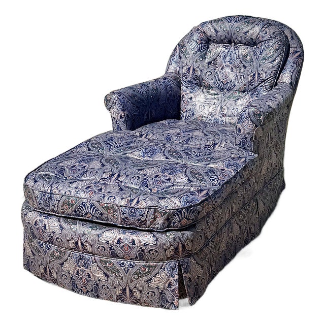 Vintage Down-Filled Custom Upholstered Chaise Lounge by Royal Upholstery For Sale
