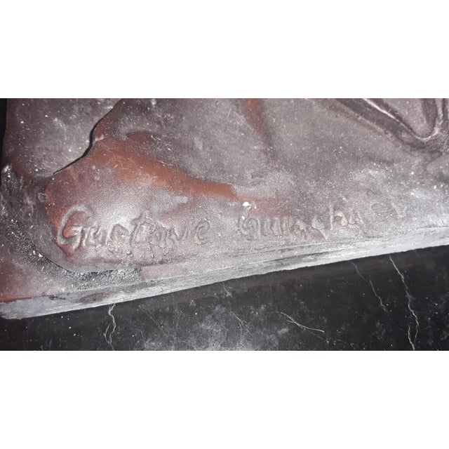 19thc Art Nouveau Signed Gustave Gurschner Cast Bronze Art Glass Tiled Floor/ Large Table Lamp For Sale - Image 11 of 12