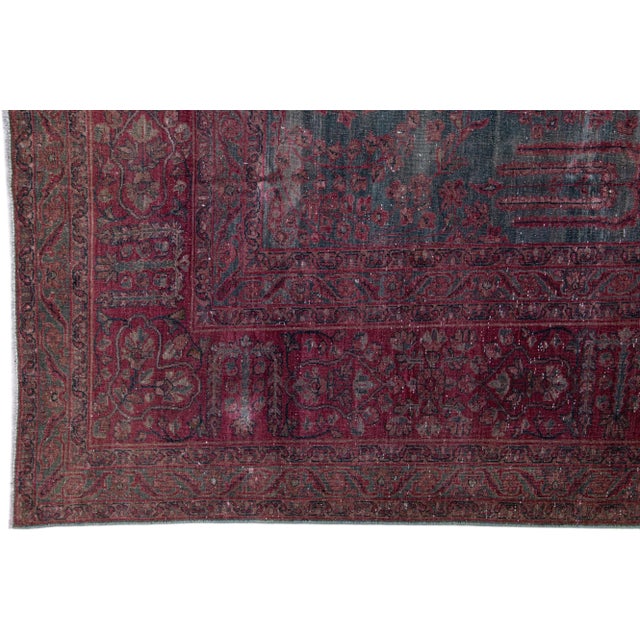 Persian 1920s Gray & Red Handmade Antique Persian Tabriz Wool Rug With Floral Motif For Sale - Image 3 of 7