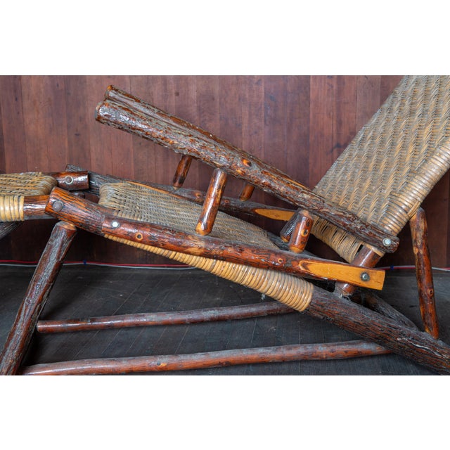 1940s Old Hickory Chaise Lounge in Hickory & Cane, Adirondack Style For Sale - Image 13 of 13