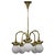 Vintage Art Deco Brass Chandelier with Five Opaline Glass Globes, 1930s For Sale - Image 12 of 12