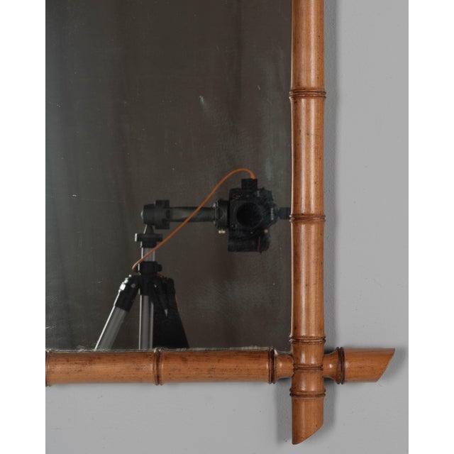 1900 - 1909 French Faux Bamboo Cherry Wood Mirror 27.5" X 37.5" For Sale - Image 5 of 6
