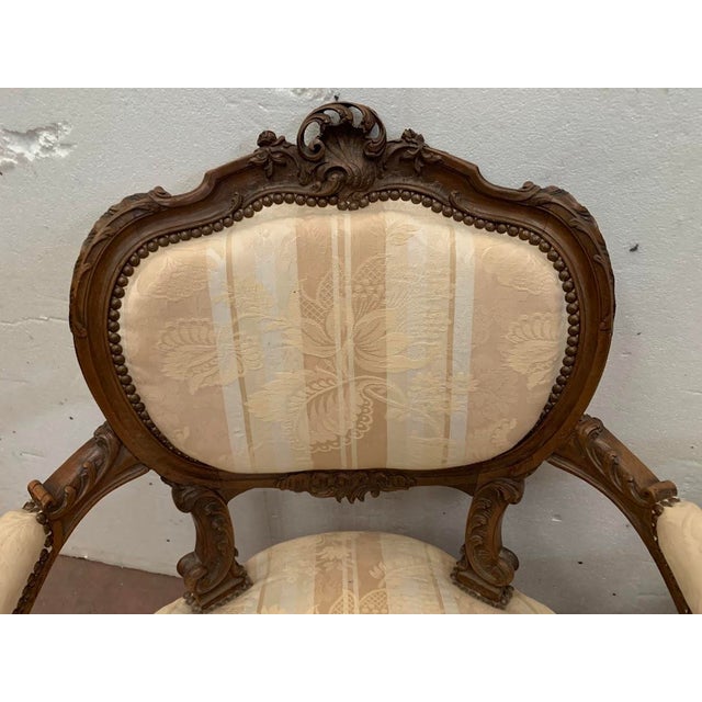 20th-Century Rocaille Walnut Armchairs, Set of 2 For Sale - Image 6 of 11
