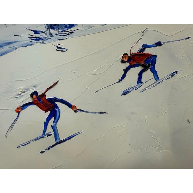 Vintage Large MC Oil on Canvas Winter Landscape For Sale - Image 4 of 11