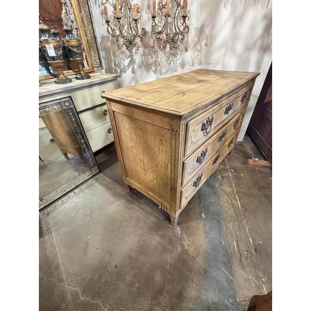 Tan 18th C. French Louis XVI Bleached Oak Chest For Sale - Image 8 of 8