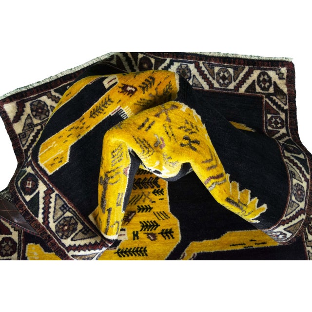 Hand-Knotted Gabbeh Rug with Lion Motif For Sale - Image 9 of 11