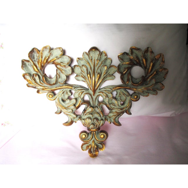 Vintage French Fleur De Lis Gold & Verdigris Wall Plaques For Sale - Image 4 of 8