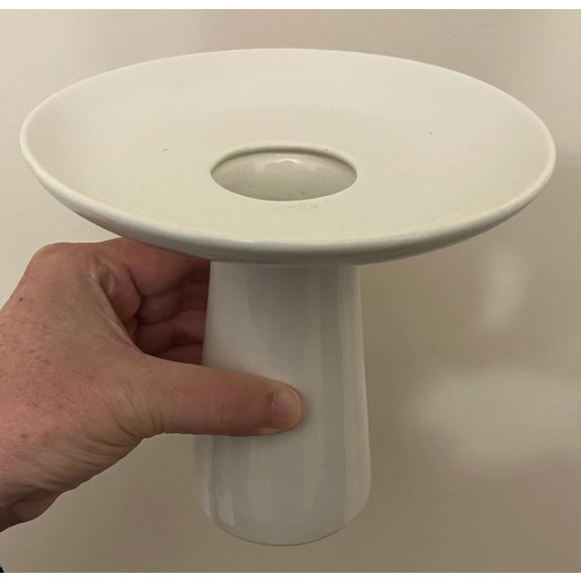 White Japanese Mid-Century Modern White Pottery Bud Vase for Flowers / Ikebana For Sale - Image 8 of 15