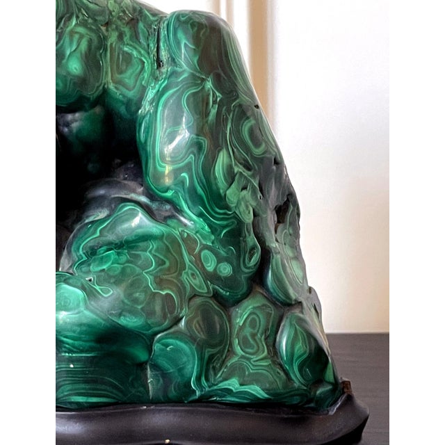Striking Natural Malachite Specimen on Display Stand as Scholar Stone For Sale - Image 10 of 12