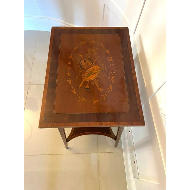 Wood Antique Edwardian Mahogany Inlaid Lamp Table, 1900 For Sale - Image 7 of 13