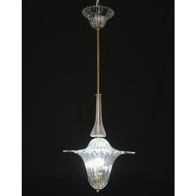 Elegant Art Decò Murano Glass Lantern by Barovier E Toso Pendant Light, 1950 For Sale - Image 4 of 17