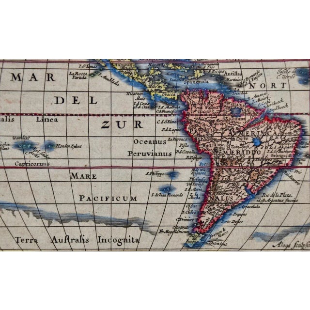 17th Century North & South America: A 17th Century Hand-Colored Map by Jansson & Goos, 1628 For Sale - Image 5 of 9