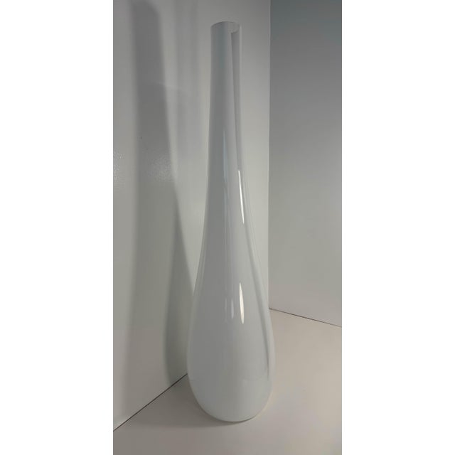 Large White and Clear Murano Glass Vase, Italy, 1990s For Sale - Image 4 of 9