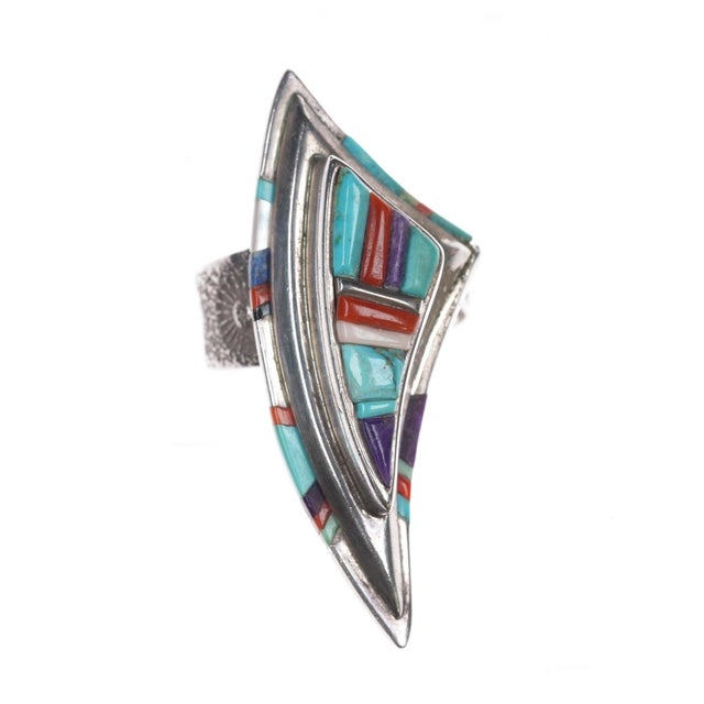 Sz9.75 David Tune Navajo Creek Tufa Cast Sterling Cobblestone Ring For Sale - Image 4 of 11