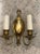 Antique Solid Brass Dutch Colonial Style Wall Sconce with Pull Two Light 10” tall 7” wide old original wiring, sold as is