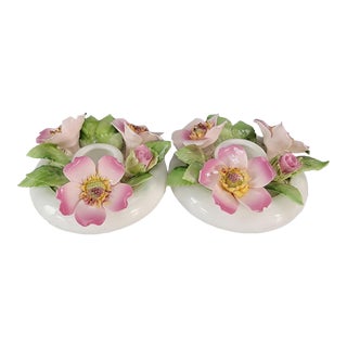 Vintage Royal Adderley Candle Holders Pair Prairie Rose For Sale