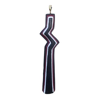 Vintage 1980's Ziggurat Zig Zag Plaster Floor Lamp For Sale