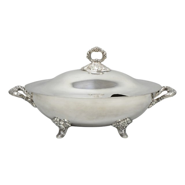 Vintage Lancaster Rose by Poole Large Oval Silver Plated Covered Soup Tureen For Sale