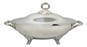 Vintage Lancaster Rose by Poole Large Oval Silver Plated Covered Soup Tureen
