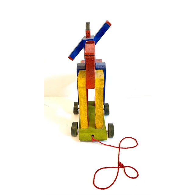 Wood Blas Castagna, Blas Castagna Hand Painted Wooden Constructivist Sculpture Toy Horse Carved Wood For Sale - Image 7 of 10