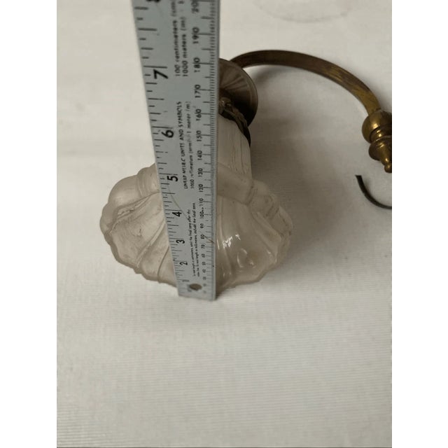 Vintage Art Nouveau Style Wired Arm & Glass Shade Chandelier Sconce For Sale In Pittsburgh - Image 6 of 6