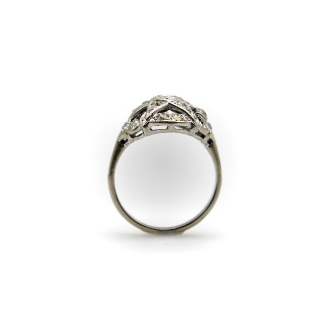 Silver 1920s Art Deco 14k White Gold Order of the Eastern Star Diamond Ring, Size 7.75 For Sale - Image 8 of 10