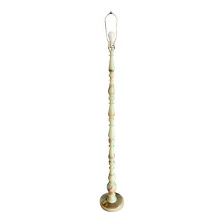 Large Cream Carved Onyx Floor Lamp For Sale