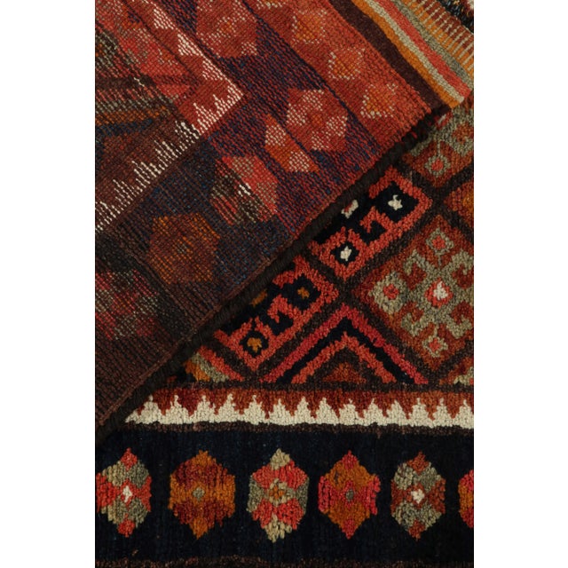 1950s Vintage Tribal Runner in Blue, Beige-Brown and Red Geometric Patterns For Sale In New York - Image 6 of 7
