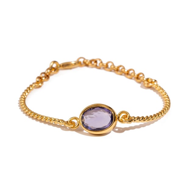 Mystic Amethyst Glow Gold Adjustable Bracelet For Sale - Image 11 of 11