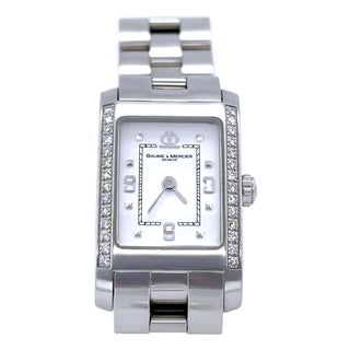 Baume & Mercier Stainless Steel Hampton Diamond Watch 22mm For Sale