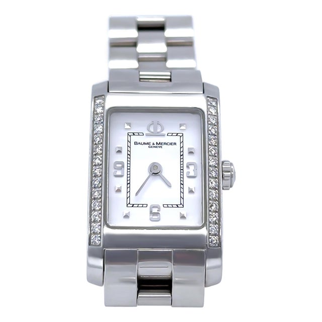 Baume & Mercier Stainless Steel Hampton Diamond Watch 22mm For Sale