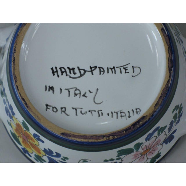 This Jelly / Jam Pot is a charming piece of art pottery from Italy, hand painted with vibrant multi-color flowers. The pot...