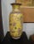 Rare fine complementary pair of Chinese imperial yellow color porcelain palatial size vases with Painted scenes measures:...