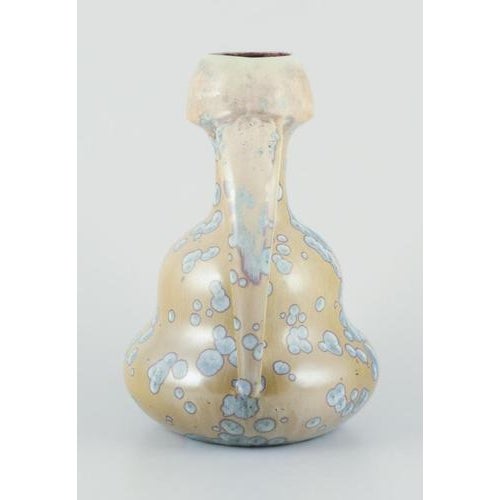 1930s Art Nouveau Ceramic Vase with Handles from Desvres Fourmaintraux Delassus, France, 1930s For Sale - Image 5 of 10