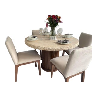 Round Live Edge Travertine Top For Sale