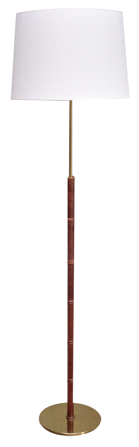 Floor Lamp in Oak and Brass from Falkenbergs Belysning, Sweden, 1960s