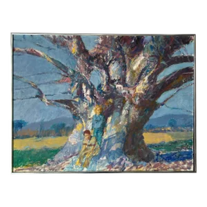 60's Anton Sipos Impressionist Tree - Landscape Oil on Canvas Painting, Framed