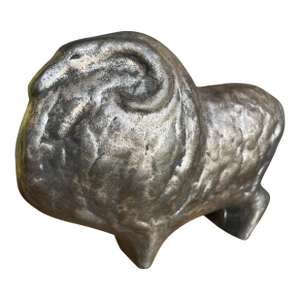 Vintage Brutalist Metal Ram Horn Sculpture Large