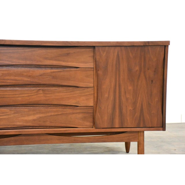 1960s Refinished Walnut Sliding Door Dresser For Sale - Image 9 of 9