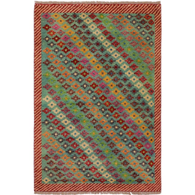 Eclectic Balochi Blue/Red Wool Rug - 3'4''x5'1'' For Sale - Image 11 of 11