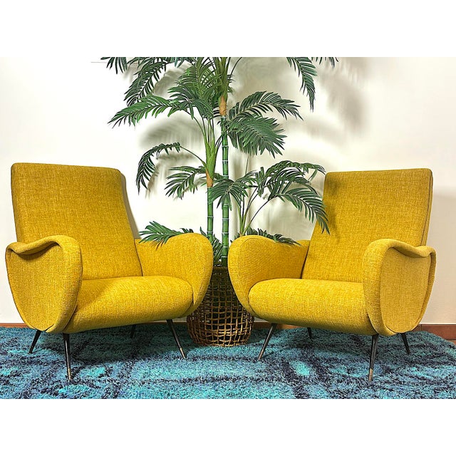 Pair of "lady" armchairs from the 50s. Design attributed to marco zanuso, a masterpiece of made in italy, lady was awarded...