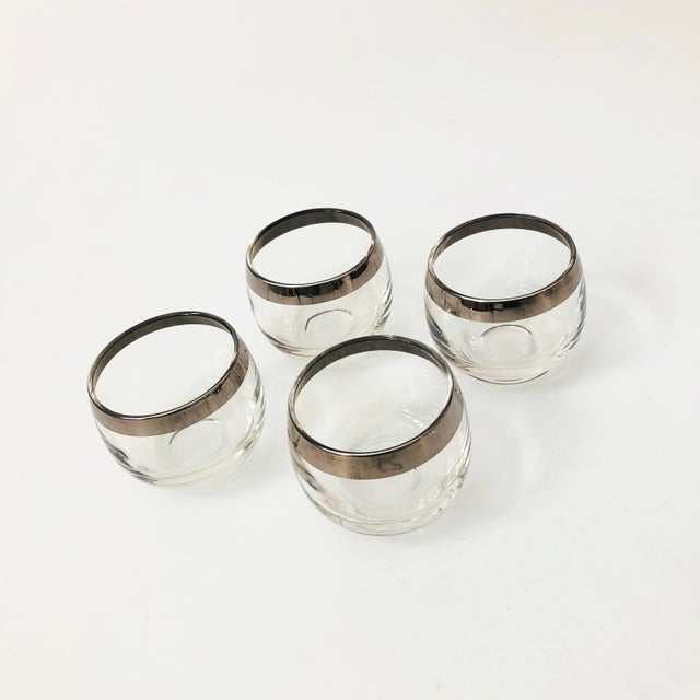 Mid Century Silver Rim Roly Poly Cordials - Set of 4 | Chairish