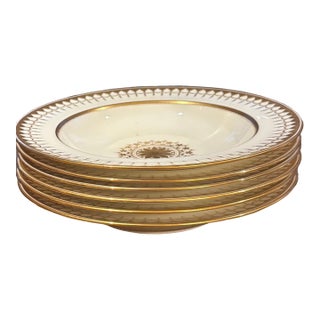 Antique Minton’s for Davis Collamore of New York. Gilded Porcelain Soup Bowls - Set of 6 For Sale