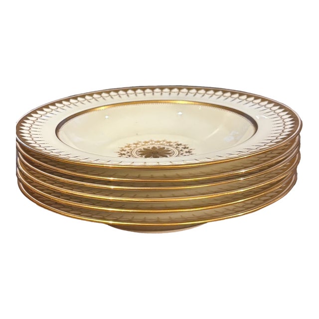 Antique Minton’s for Davis Collamore of New York. Gilded Porcelain Soup Bowls - Set of 6 For Sale